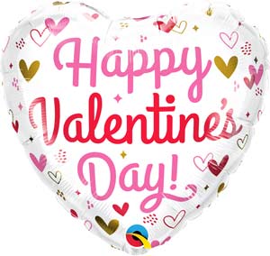 8in Valentine's Hearts & Speckles Foil Balloon