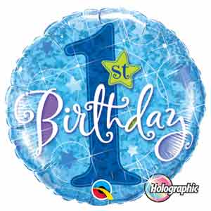 18in 1st Birthday Boy Foil Balloon