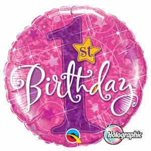 18in 1st Birthday Girl Foil Balloon