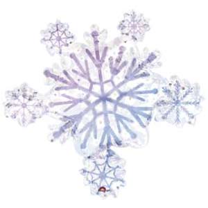 32In Snowflake Cluster Prism Foil Balloon Shape