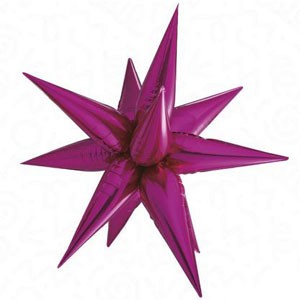 2ft Air Filled Hot Pink Starburst Foil Balloon