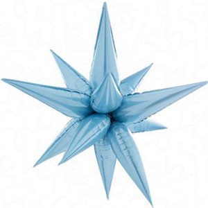 2ft Air Filled Lt Blue Starburst Foil Balloon