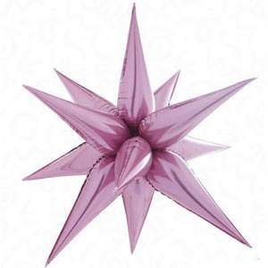 2ft Air Filled Lt Pink Starburst Foil Balloon