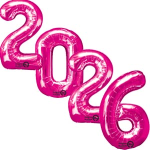 Huge Hot Pink 2026 Foil Balloon Number Set