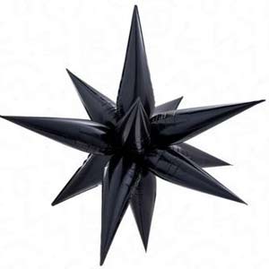 3ft Air Filled Black Starburst Foil Balloon