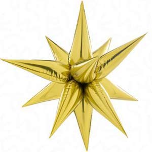 3ft Air Filled Gold Starburst Foil Balloon