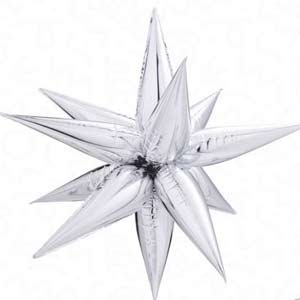 3ft Air Filled Silver Starburst Foil Balloon