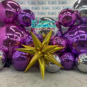 5ft Air Filled Gold Starburst Foil Balloon