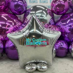 5ft Tall Silver Star Shaped Air Filled Foil Balloon