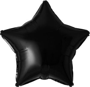 5ft Tall Black Star Shaped Air Filled Foil Balloon