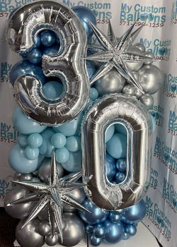 Organic Balloon Panel With Starburst & 2 Numbers