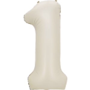 34In Number 1 White Sand Foil Balloon