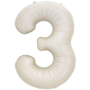 34In Number 3 White Sand Foil Balloon