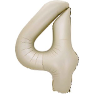 34In Number 4 White Sand Foil Balloon