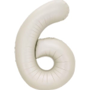 34In Number 6 White Sand Foil Balloon
