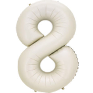 34In Number 8 White Sand Foil Balloon