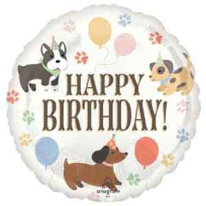 18in Happy Birthday Puppie Foil Balloon