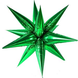 24in Air Filled Green Starburst Balloon
