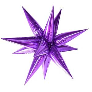 24in Air Filled Purple Starburst Balloon