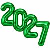 Big 2027 Green Foil Balloon Number Set