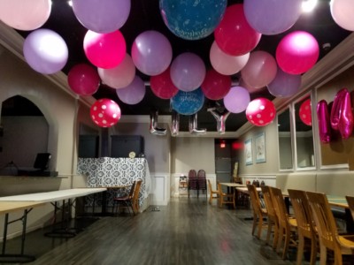 Hugh birthday balloons ceiling decor